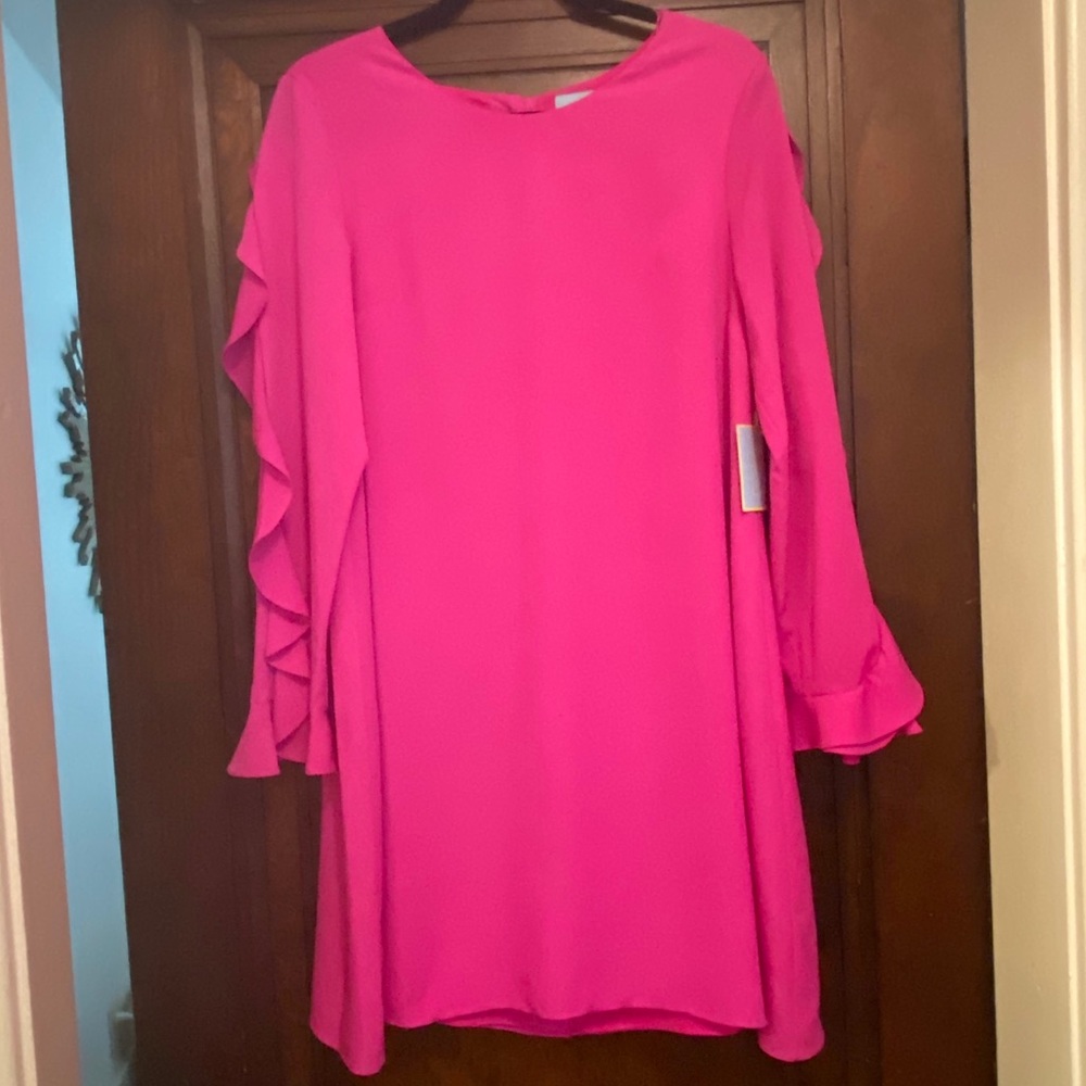 CeCe long, flutter sleeve dress